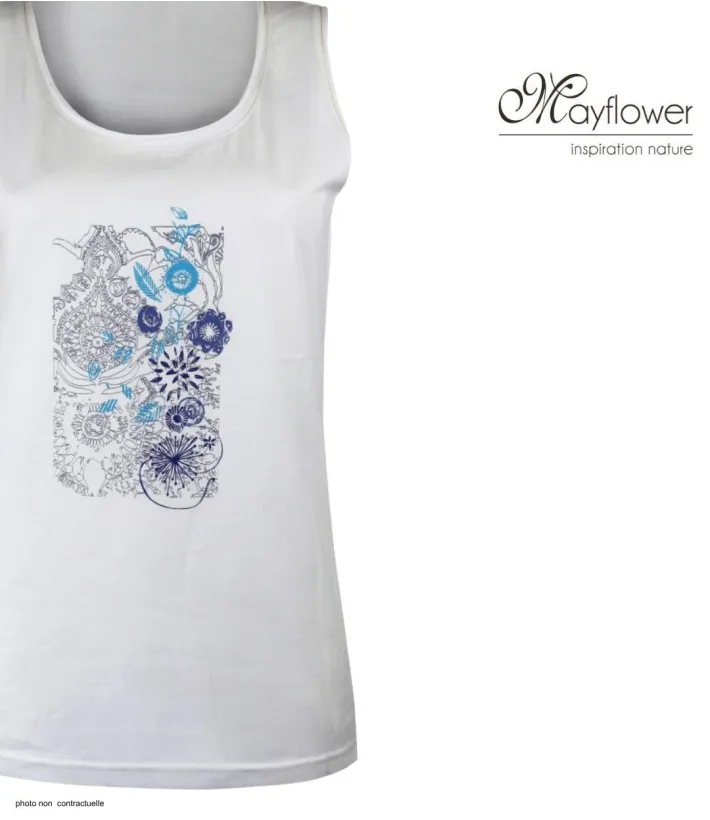 MAYFLOWER DEF4006A - Débardeur coton jersey blanc imprimé