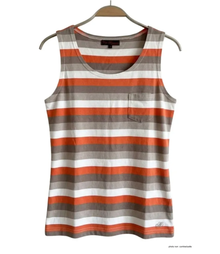 Mayflower DONUT1 — Débardeur femme taupe / orange en coton