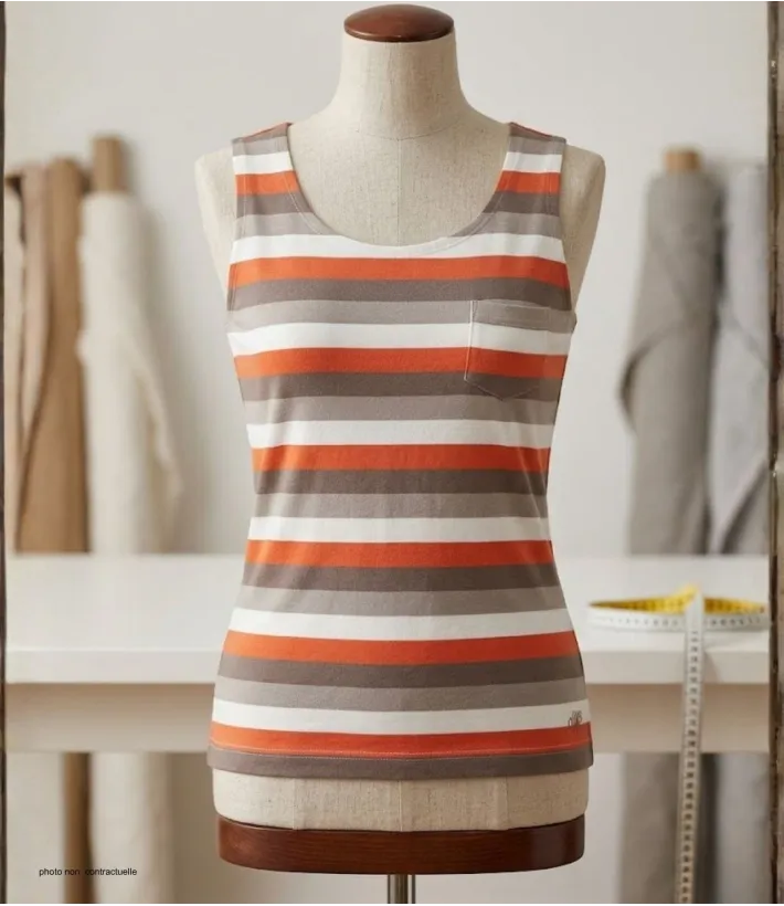 Mayflower DONUT1 — Débardeur femme taupe / orange en coton