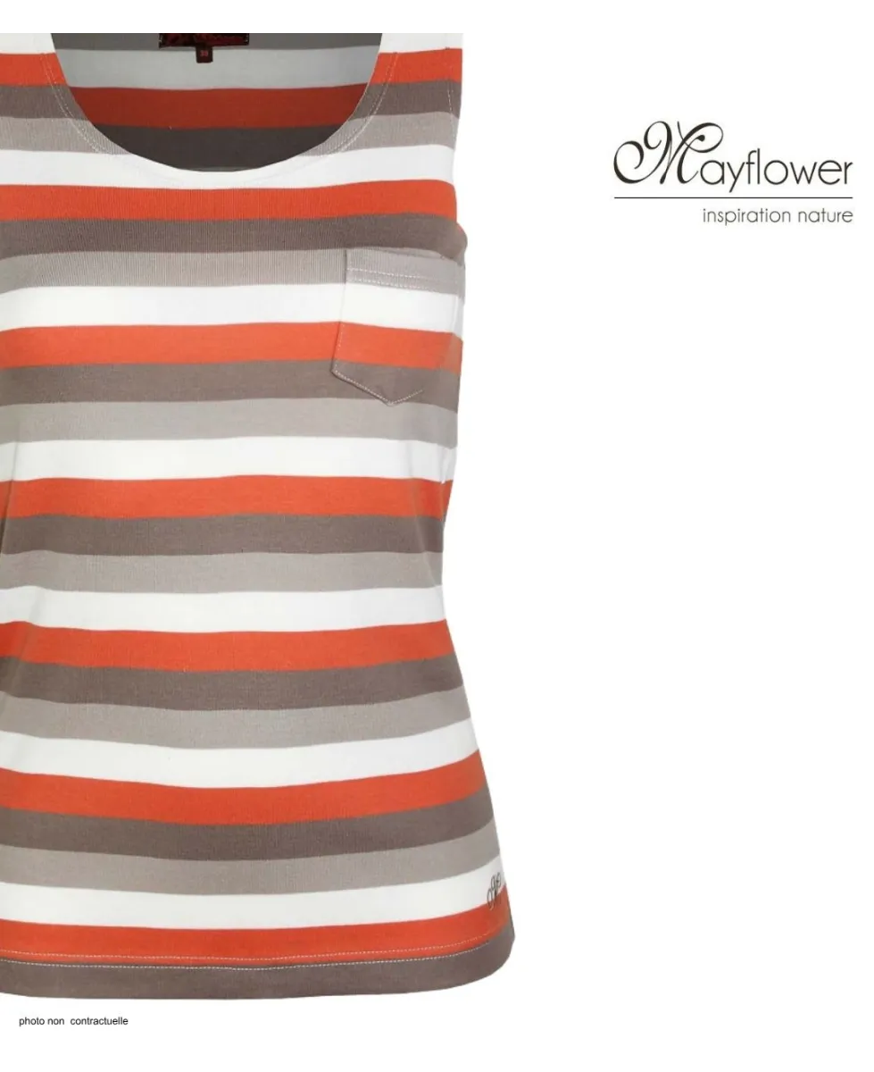 Mayflower DONUT1 — Débardeur femme taupe / orange en coton