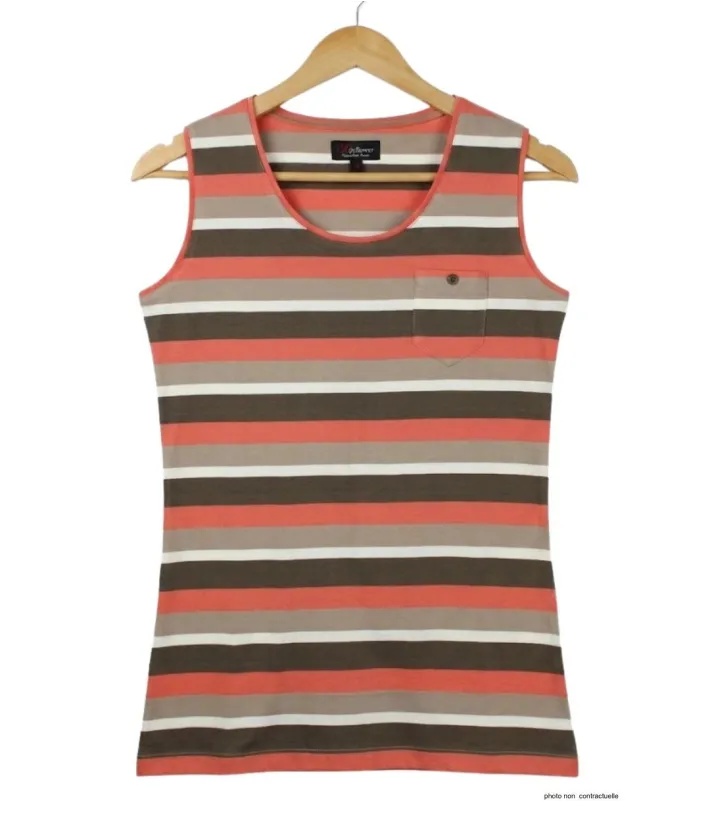 Mayflower LILOU1 — Débardeur femme taupe / corail en coton