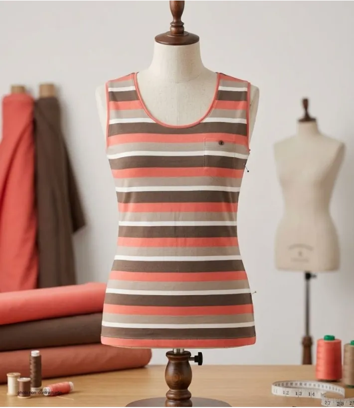 Mayflower LILOU1 — Débardeur femme taupe / corail en coton