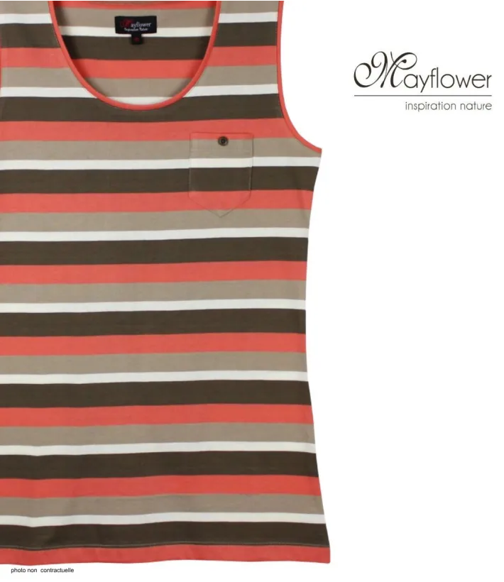 Mayflower LILOU1 — Débardeur femme taupe / corail en coton