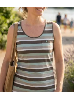 Mayflower LILOU2 — Débardeur femme taupe / vert en coton