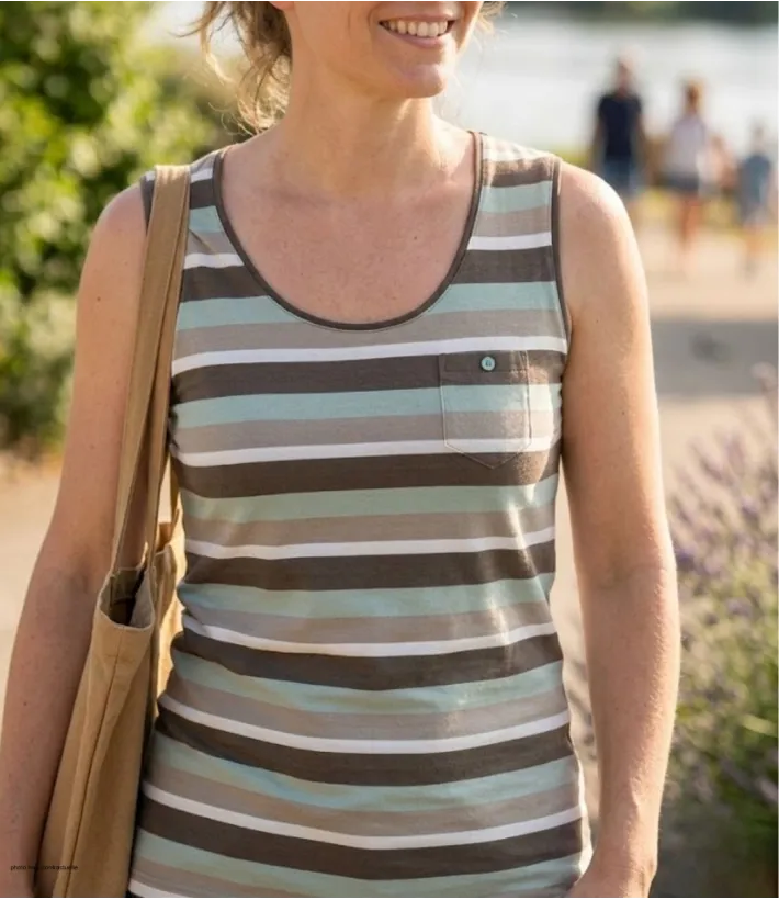 Mayflower LILOU2 — Débardeur femme taupe / vert en coton