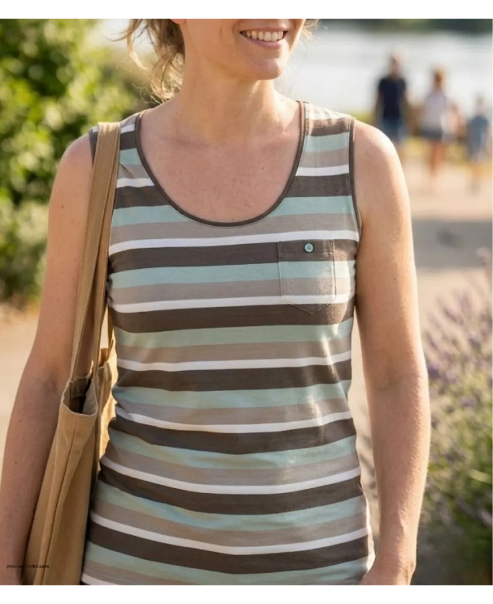 Mayflower LILOU2 — Débardeur femme taupe / vert en coton