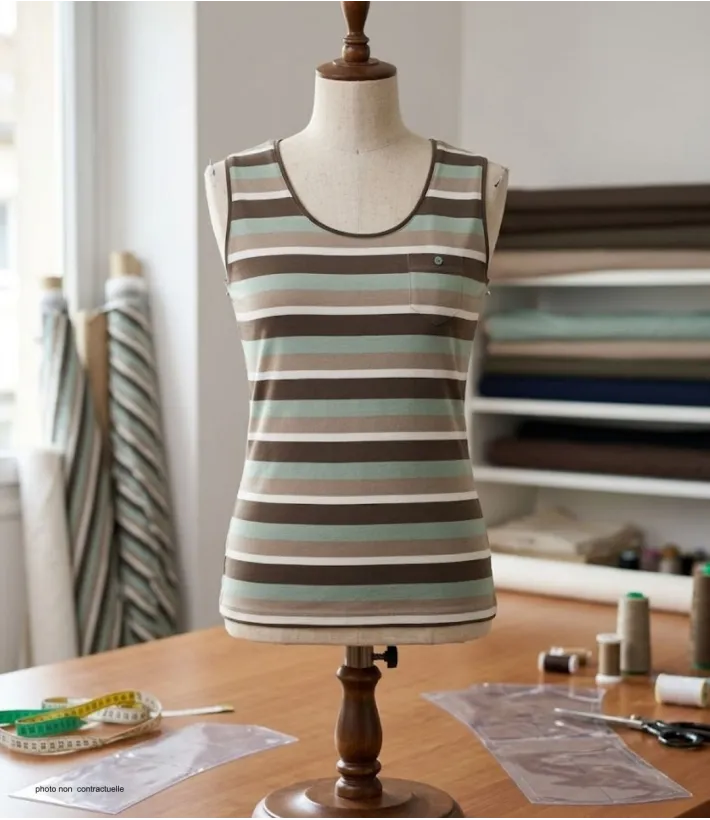 Mayflower LILOU2 — Débardeur femme taupe / vert en coton