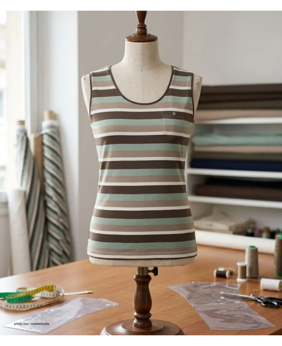 Mayflower LILOU2 — Débardeur femme taupe / vert en coton