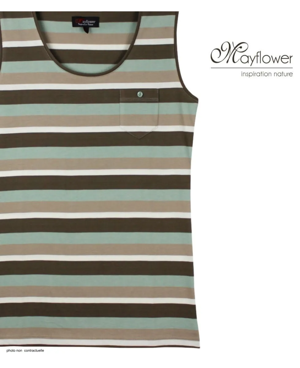 Mayflower LILOU2 — Débardeur femme taupe / vert en coton