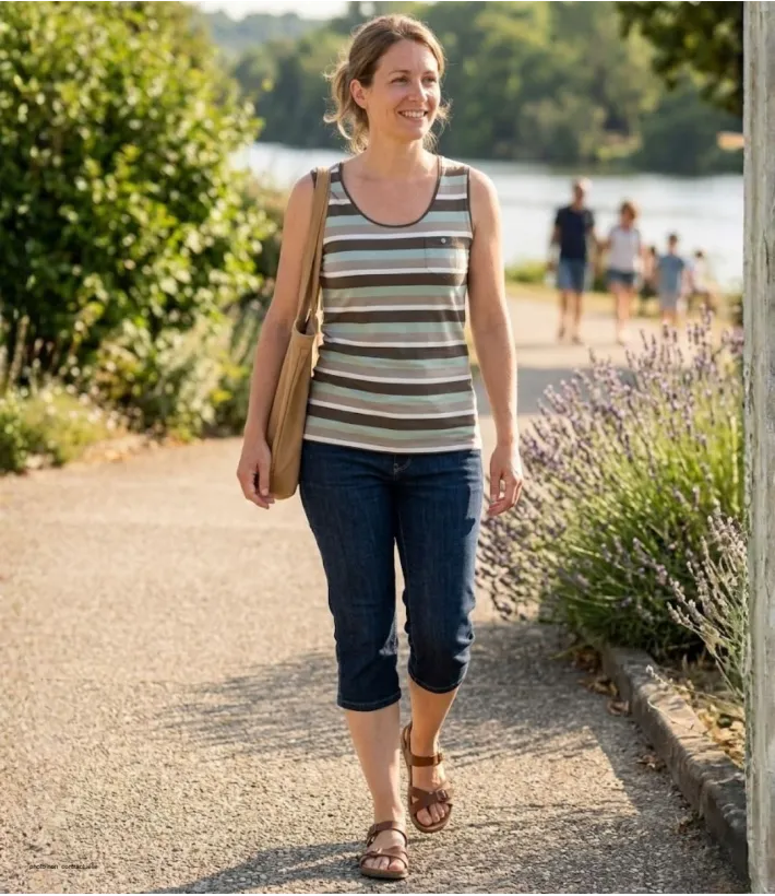 Mayflower LILOU2 — Débardeur femme taupe / vert en coton