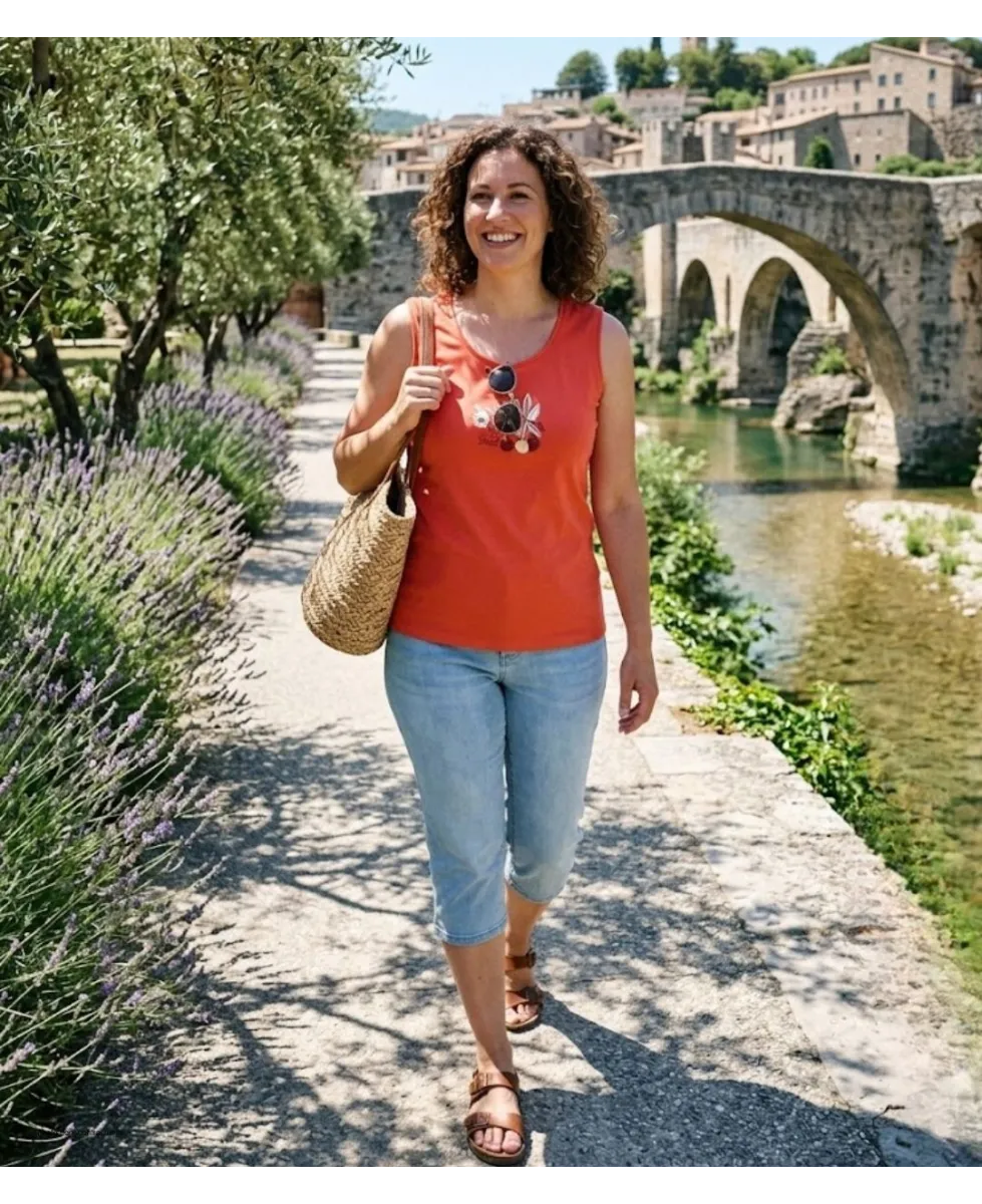 Mayflower LOLA2 — Débardeur femme corail / orange en coton