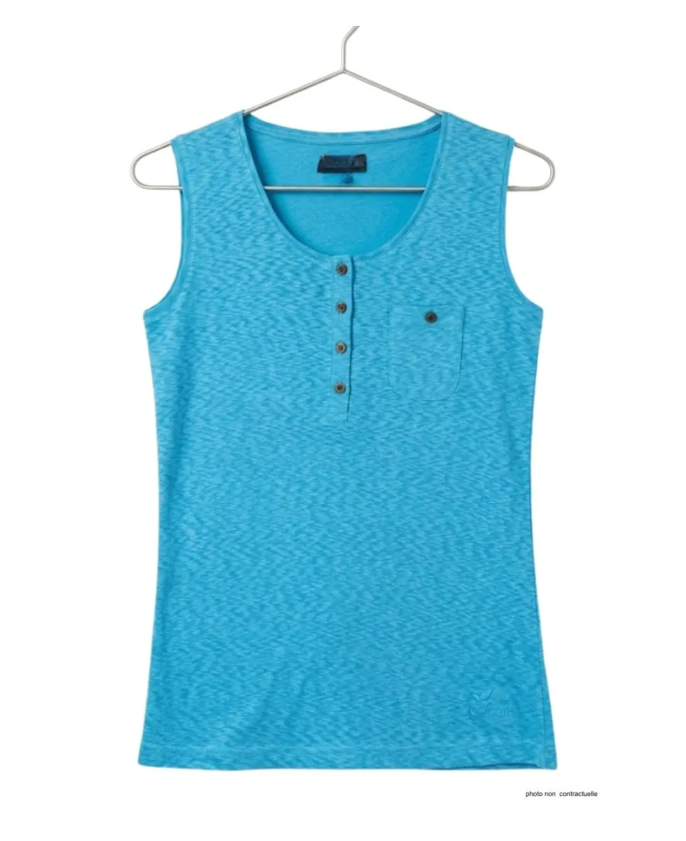Mayflower LOTUS1 — Débardeur femme bleu en coton flamé