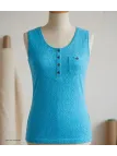 Mayflower LOTUS1 — Débardeur femme bleu en coton flamé