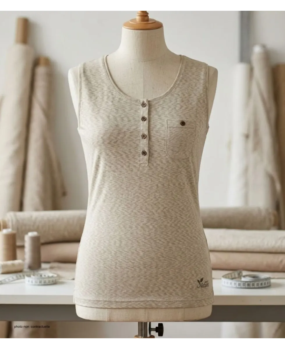 Mayflower LOTUS3 — Débardeur femme beige en coton flammé