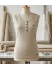 Mayflower LOTUS3 — Débardeur femme beige en coton flammé