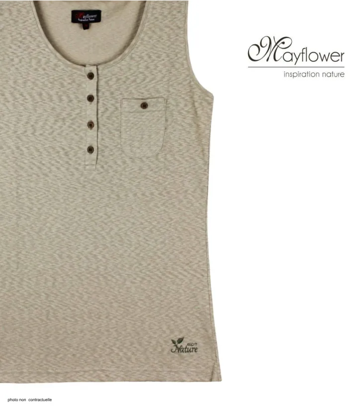 Mayflower LOTUS3 — Débardeur femme beige en coton flammé