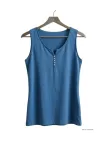 Débardeur M2101B MAYFLOWER - Top bleu en coton flammé chic
