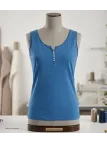 Débardeur M2101B MAYFLOWER - Top bleu en coton flammé chic