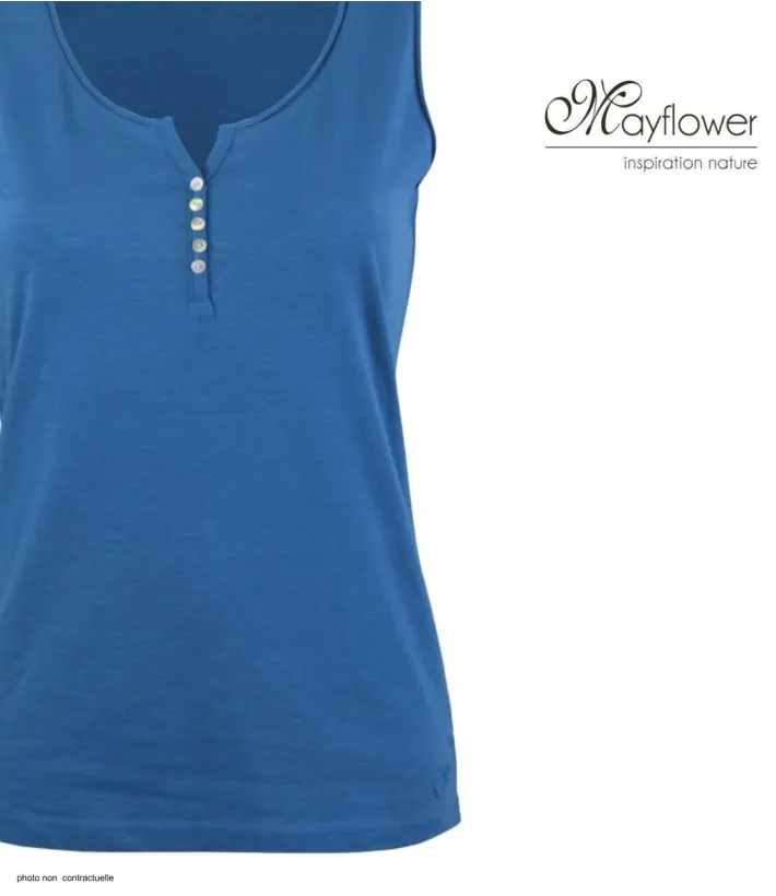 Débardeur M2101B MAYFLOWER - Top bleu en coton flammé chic