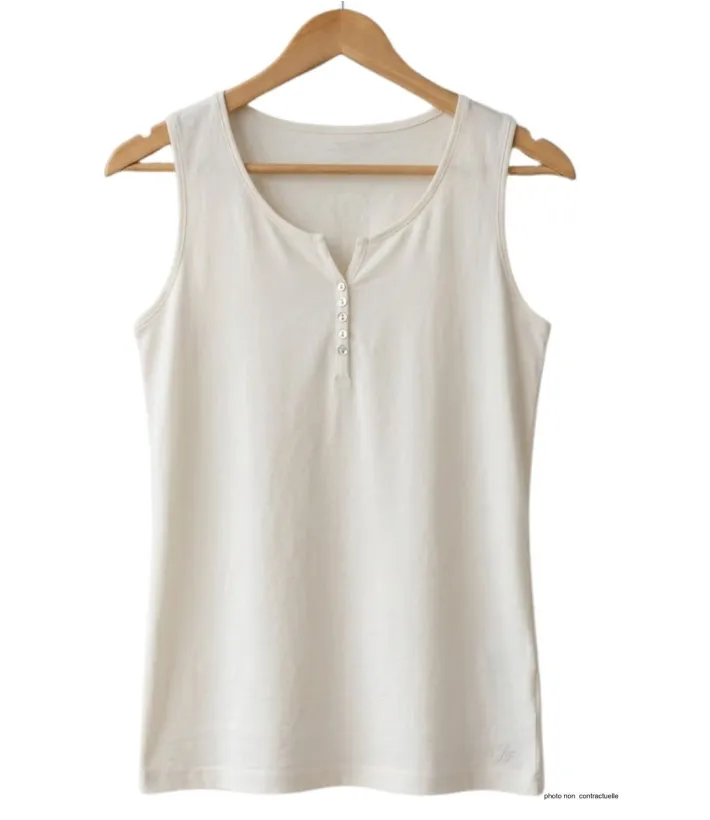 Débardeur M2101C MAYFLOWER - Top blanc coton flammé chic