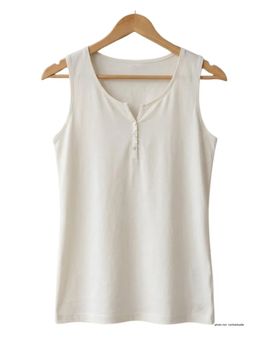 Débardeur M2101C MAYFLOWER - Top blanc coton flammé chic