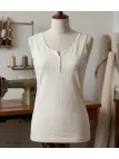 Débardeur M2101C MAYFLOWER - Top blanc coton flammé chic