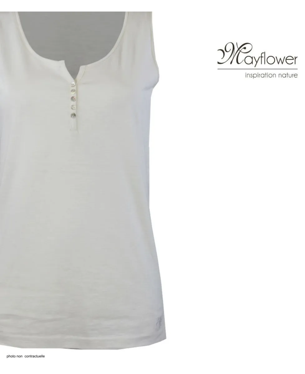 Débardeur M2101C MAYFLOWER - Top blanc coton flammé chic