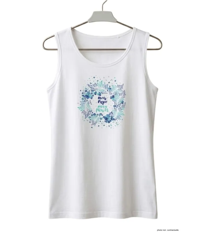Débardeur M2120A MAYFLOWER - Top blanc imprimé coton