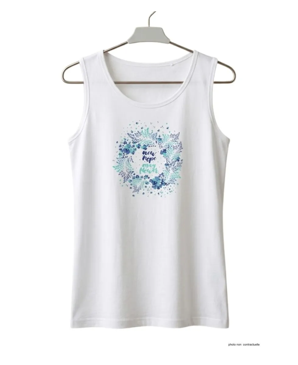 Débardeur M2120A MAYFLOWER - Top blanc imprimé coton