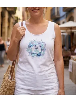 Débardeur blanc pour homme en coton jersey avec sérigraphie sur le devant modèle M2120A par MAYFLOWER.