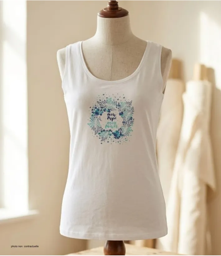 Débardeur M2120A MAYFLOWER - Top blanc imprimé coton