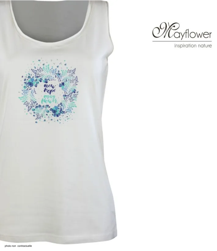 Débardeur M2120A MAYFLOWER - Top blanc imprimé coton