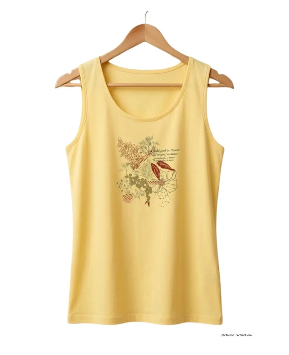 Débardeur M2125A MAYFLOWER - Top jaune imprimé coton