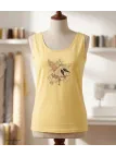 Débardeur M2125A MAYFLOWER - Top jaune imprimé coton