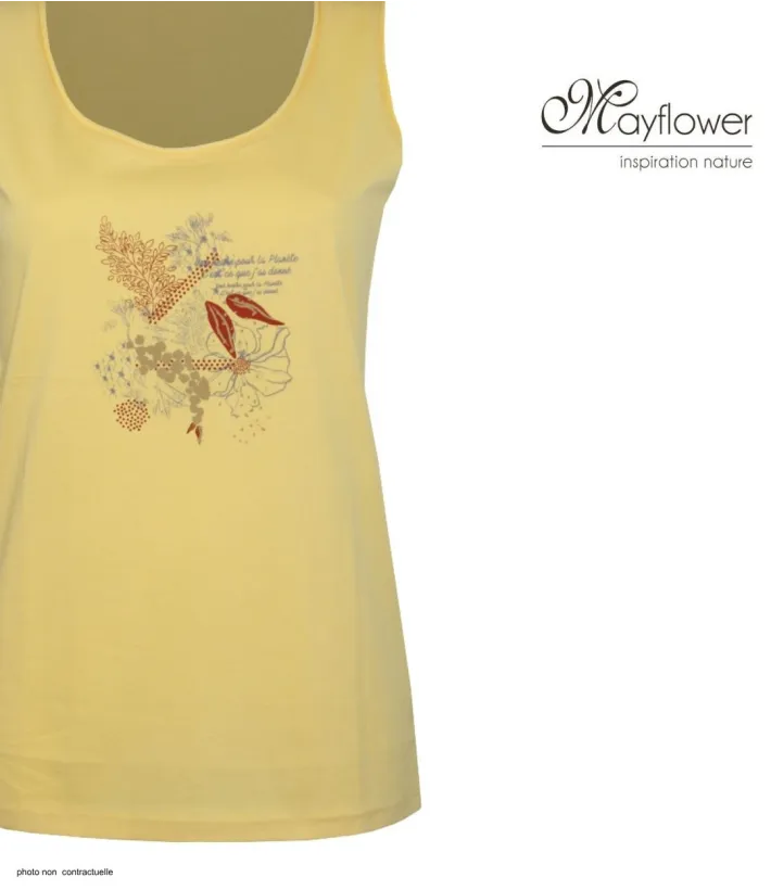 Débardeur M2125A MAYFLOWER - Top jaune imprimé coton