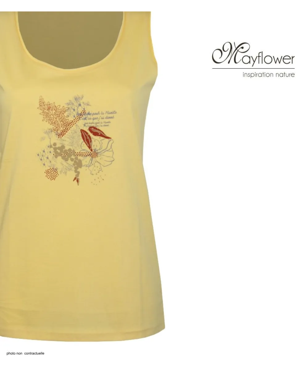 Débardeur M2125A MAYFLOWER - Top jaune imprimé coton