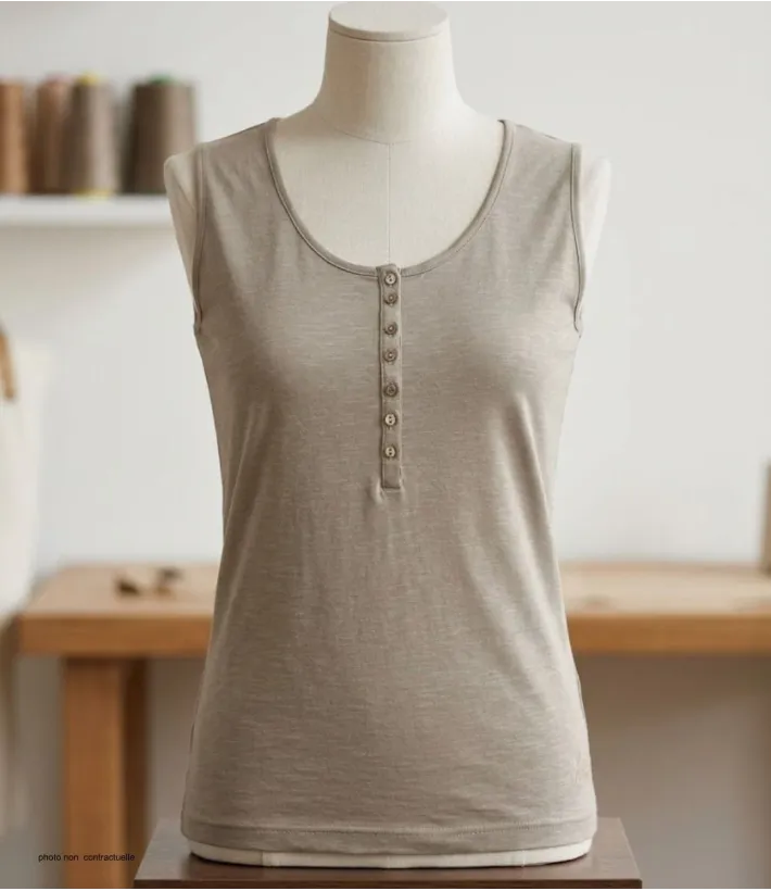 Débardeur DALTON1 MAYFLOWER - Top tunisien taupe coton