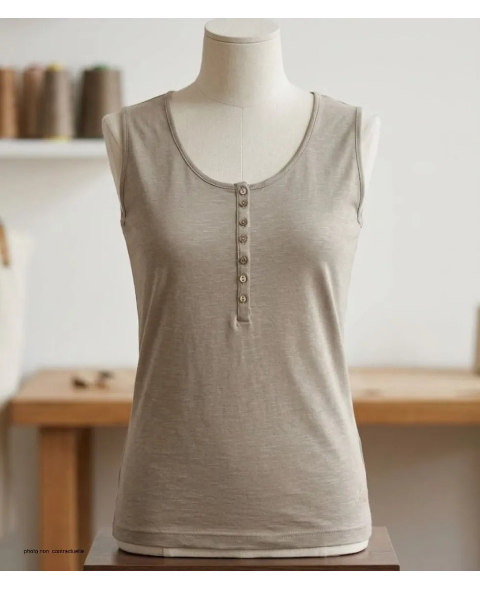 Débardeur DALTON1 MAYFLOWER - Top tunisien taupe coton