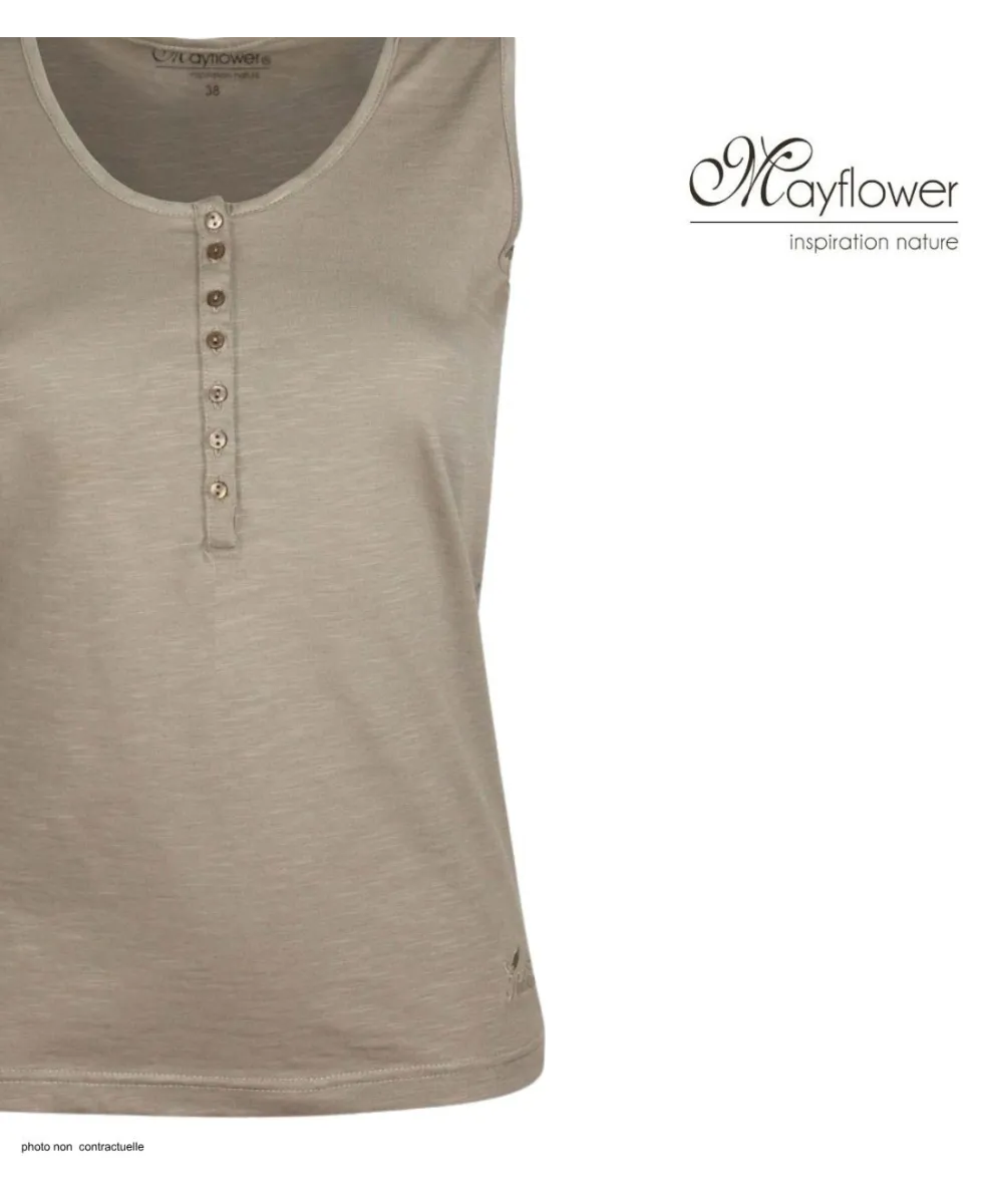 Débardeur DALTON1 MAYFLOWER - Top tunisien taupe coton