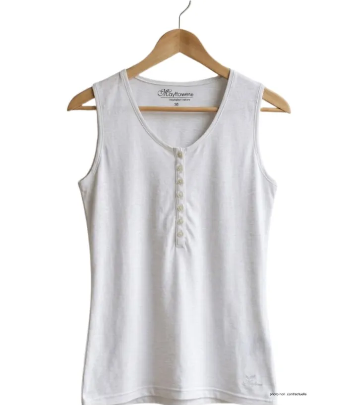 Débardeur DALTON2 MAYFLOWER - Top tunisien blanc coton