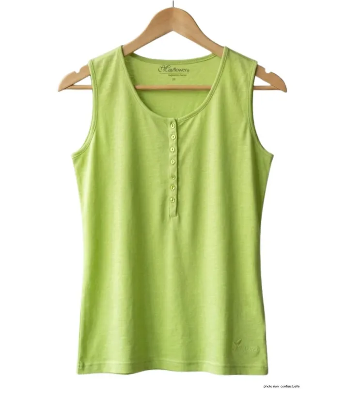 Débardeur femme DALTON3 MAYFLOWER - Top tunisien vert anis coton