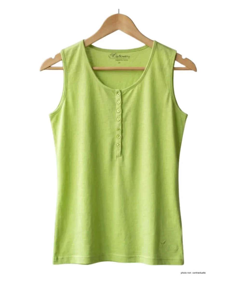 Débardeur femme DALTON3 MAYFLOWER - Top tunisien vert anis coton