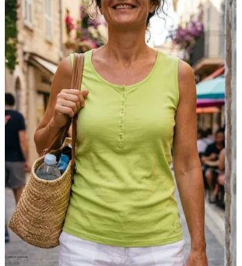 Débardeur femme DALTON3 MAYFLOWER - Top tunisien vert anis coton