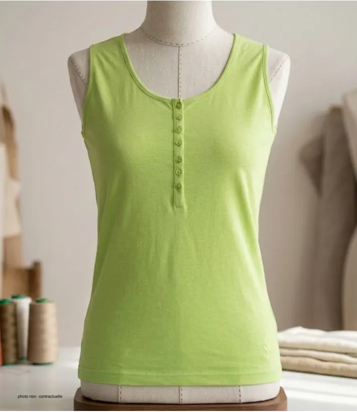 Débardeur femme DALTON3 MAYFLOWER - Top tunisien vert anis coton