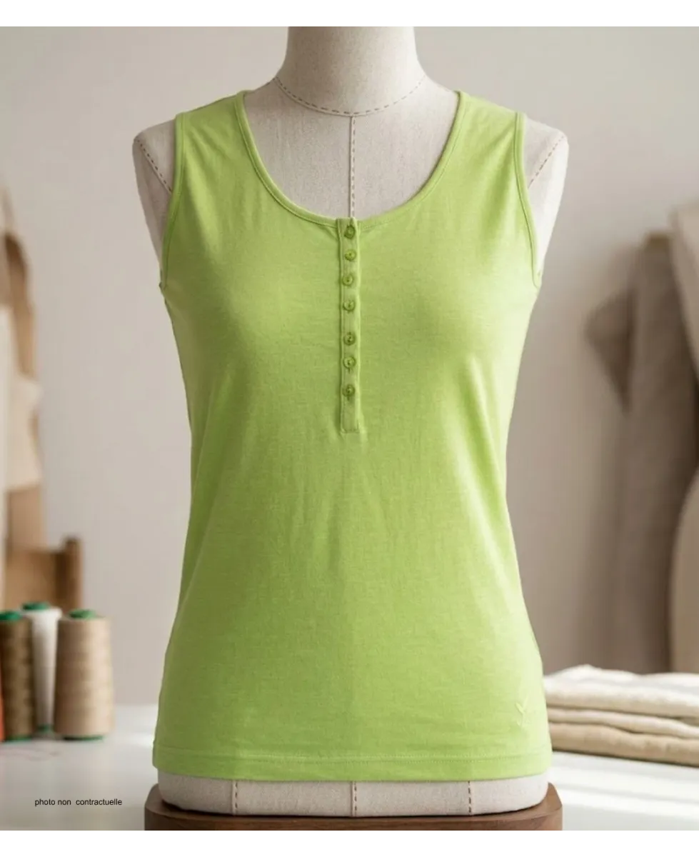 Débardeur femme DALTON3 MAYFLOWER - Top tunisien vert anis coton
