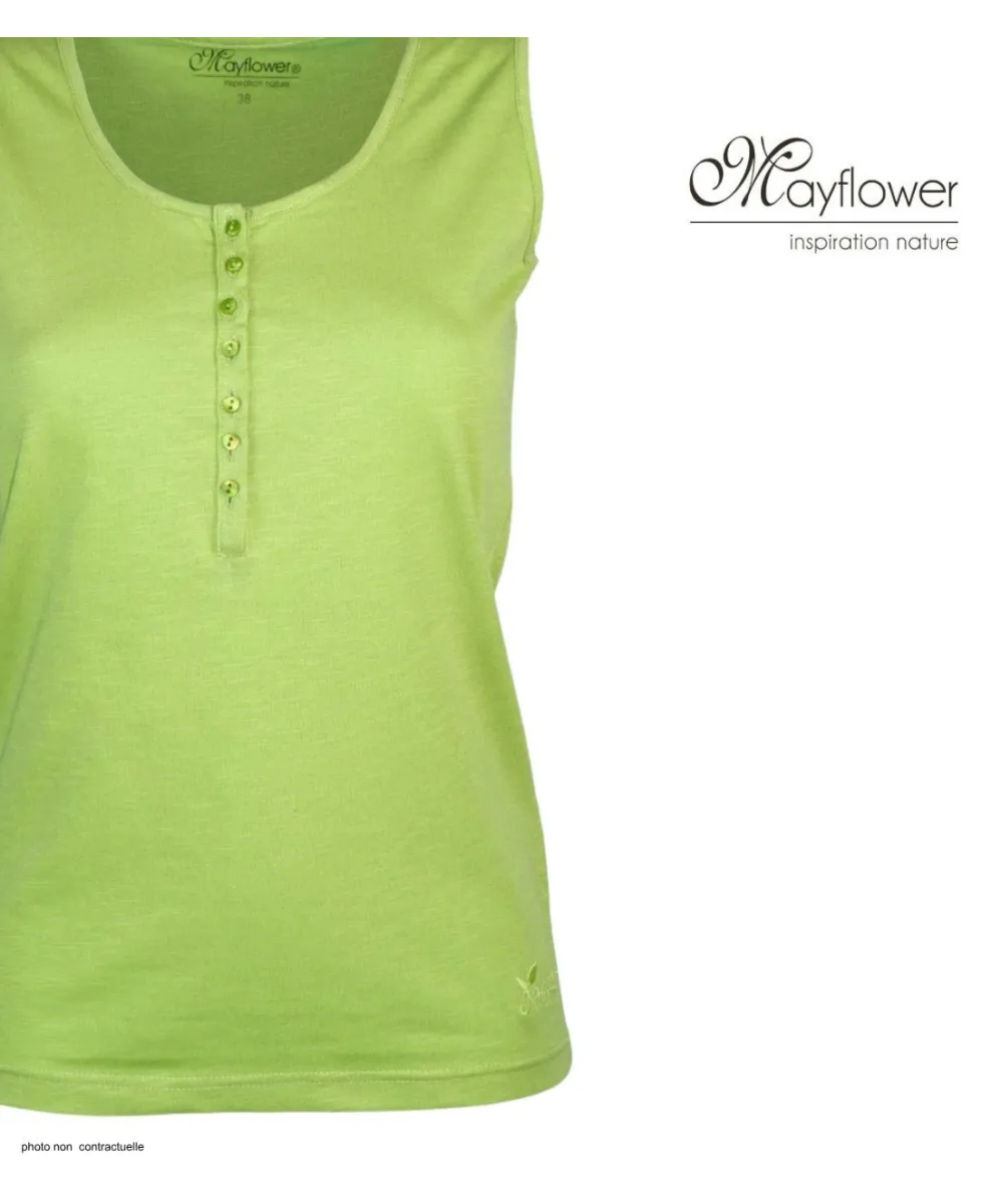 Débardeur femme DALTON3 MAYFLOWER - Top tunisien vert anis coton