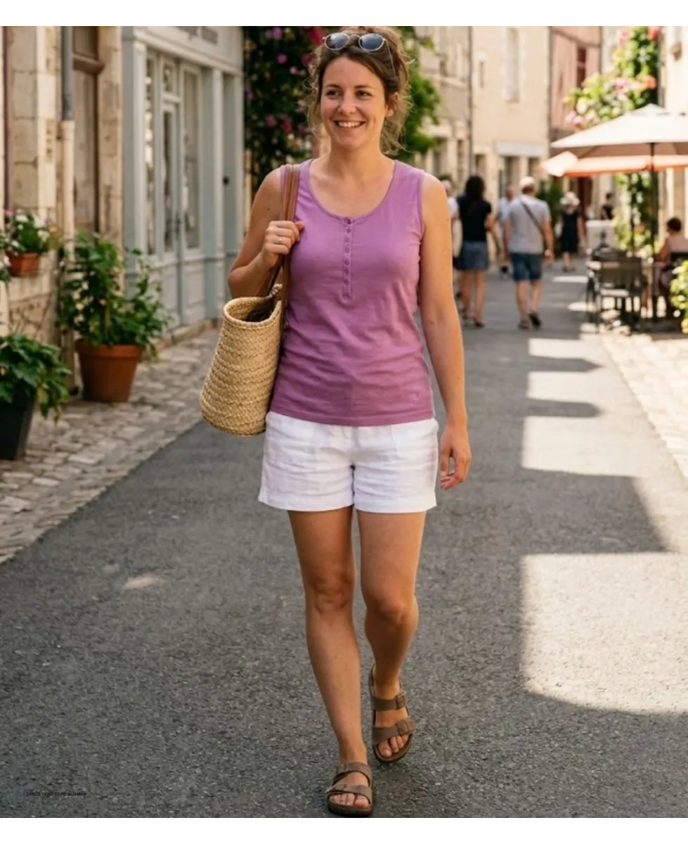 Débardeur femme DALTON4 MAYFLOWER - Top tunisien mauve coton