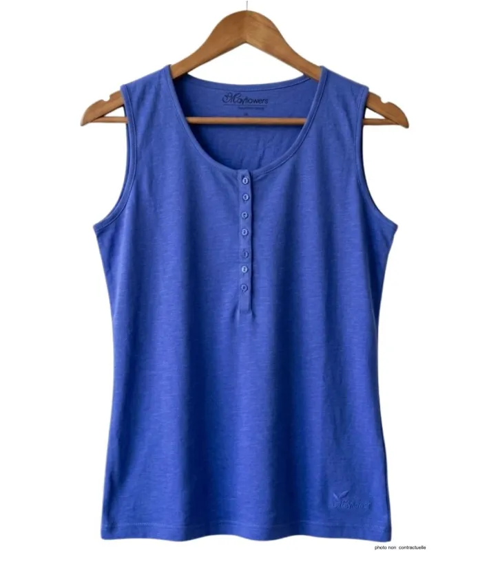 Débardeur femme DALTON5 MAYFLOWER - Top tunisien indigo coton