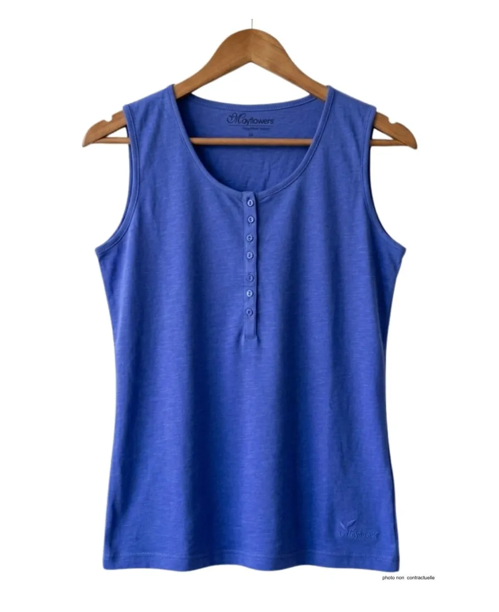 Débardeur femme DALTON5 MAYFLOWER - Top tunisien indigo coton