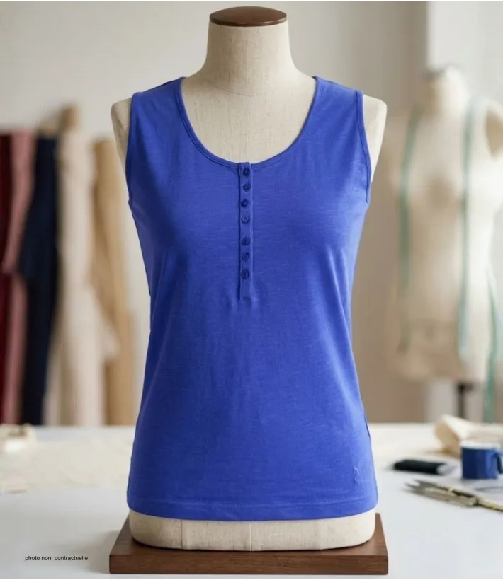Débardeur femme DALTON5 MAYFLOWER - Top tunisien indigo coton